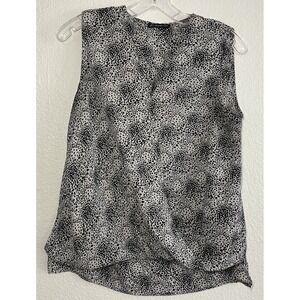 Adrianna Papell Sleeveless Blouse Animal Print V-Neck Top Elegant Size S